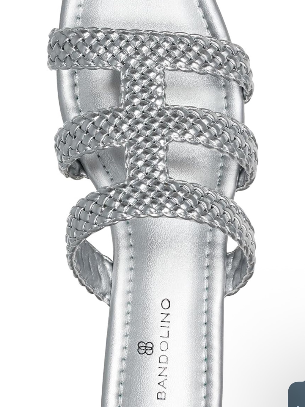 Bandolino Woven Metallic Silver Slide Sandal - Women (Nwob) — image 3 of 8